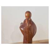 9 1/2" Woman Carrying a Jug theme Hand carved Wood Figurine