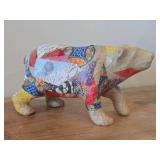 Vintage Kimekomi Patchwork Figurine of a Polar Bear in Traditional Japanese Craft From Edo Period