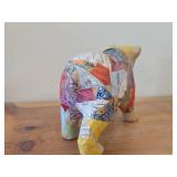 Vintage Kimekomi Patchwork Figurine of a Polar Bear in Traditional Japanese Craft From Edo Period