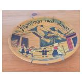 Vintage 10" Traditional Folk Song KjerringaMed Staven - The Old Woman with the Staff theme Wood Decorative Plate (Norway)