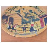 Vintage 10" Traditional Folk Song KjerringaMed Staven - The Old Woman with the Staff theme Wood Decorative Plate (Norway)