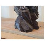 16 1/4" Chinese Hardwood Sculpture of Guanyin The Buddhist Bodhisattva of Compassion Seated on a Shishi Lion Dog / Dragon