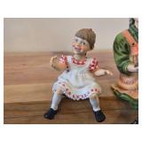 Lot of (2) Shelf Sitter Figurines by Candy Design (Norway) - Young Girl Reading a Book Made of Resin, Girl on a Shelf - Made by Carl Larson