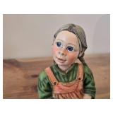 Lot of (2) Shelf Sitter Figurines by Candy Design (Norway) - Young Girl Reading a Book Made of Resin, Girl on a Shelf - Made by Carl Larson
