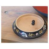 Vintage Hand painted Norwegian Rosemaling Folk Art style - Bowl, Trinket Box, Apple Shaped Trinket Box