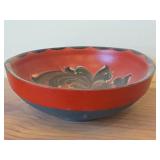 Vintage Hand painted Norwegian Rosemaling Folk Art style - Bowl, Trinket Box, Apple Shaped Trinket Box
