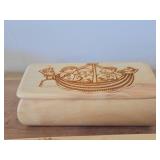 Wooden Jewelry / Trinket Box with Pyrography of Viking Ship on lid, Wooden Jewelry / Trinket Box with Pyrography of Horse Drawn Carriage