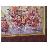 Framed 3D Diorama / Shadow Box Wall Art of Traditional Thai Village with Non-Translated Script in Lower Right Corner