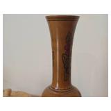 Lot of (2) Vintage Items - 10" Hand-Turned Wooden Vase, 5"x3" Handcrafted Wood Lidded Trinket Box (Norway)