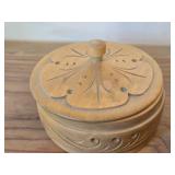 Lot of (2) Vintage Items - 10" Hand-Turned Wooden Vase, 5"x3" Handcrafted Wood Lidded Trinket Box (Norway)