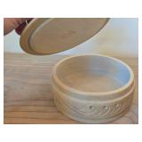 Lot of (2) Vintage Items - 10" Hand-Turned Wooden Vase, 5"x3" Handcrafted Wood Lidded Trinket Box (Norway)
