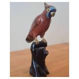 Vintage Late 19th Century 11" Parrot theme Qing Dynasty Chinese Cloisonné Figurine with Wood Stand