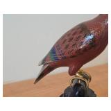 Vintage Late 19th Century 11" Parrot theme Qing Dynasty Chinese Cloisonné Figurine with Wood Stand
