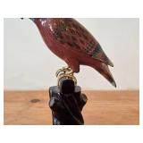 Vintage Late 19th Century 11" Parrot theme Qing Dynasty Chinese Cloisonné Figurine with Wood Stand