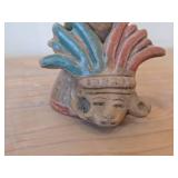 Vintage 9" Mayan Aztec Handmade Clay Pottery Flute