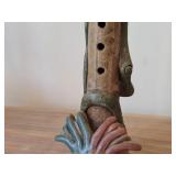 Vintage 9" Mayan Aztec Handmade Clay Pottery Flute