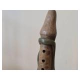 Vintage 9" Mayan Aztec Handmade Clay Pottery Flute