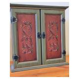 Wooden Wall Cabinet 2-door/2-drawer/3-shelf / Norwegian Rosemaling style / 21" wide x 7 1/2" deep x 21" tall
