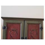 Wooden Wall Cabinet 2-door/2-drawer/3-shelf / Norwegian Rosemaling style / 21" wide x 7 1/2" deep x 21" tall