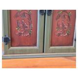 Wooden Wall Cabinet 2-door/2-drawer/3-shelf / Norwegian Rosemaling style / 21" wide x 7 1/2" deep x 21" tall