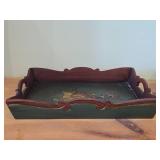 Wooden Serving Tray by Bebe® (Norway) / Norwegian Rosemaling style / 16" x 12" x 2 1/2"