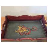 Wooden Serving Tray by Bebe® (Norway) / Norwegian Rosemaling style / 16" x 12" x 2 1/2"