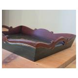 Wooden Serving Tray by Bebe® (Norway) / Norwegian Rosemaling style / 16" x 12" x 2 1/2"