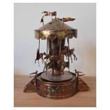 Vintage 10" Rainbow Copper Merry-Go-Round Carousel Horse Music Box