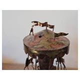 Vintage 10" Rainbow Copper Merry-Go-Round Carousel Horse Music Box