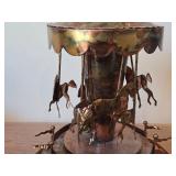 Vintage 10" Rainbow Copper Merry-Go-Round Carousel Horse Music Box