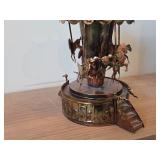 Vintage 10" Rainbow Copper Merry-Go-Round Carousel Horse Music Box