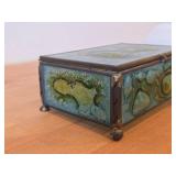 Stained Glass Keepsake / Jewelry Box + Handcrafted Pottery Vase