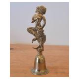 Vintage 6 1/2" Brass Bell Featuring Hindu Monkey God Hanuman