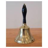 Vintage 9" Brass Hand Bell with Black Wooden Handle