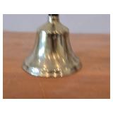 Vintage 9" Brass Hand Bell with Black Wooden Handle