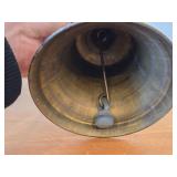 Vintage 9" Brass Hand Bell with Black Wooden Handle