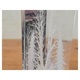 Frank R. Albrecht Acrylic Reverse Carved Sculpture with Woodlands Scene of Trees and Birds