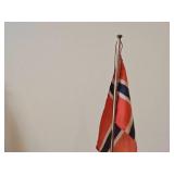 Lot of (2) Norwegian Constitution Day Flag Pole with Miniature Norwegian Table Flag and Silverplated Stand