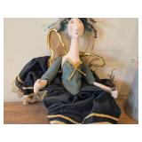 Enchanted Forest 15" Pastel Tabletop Gnome (Metal) + 22" Handmade Decorative Fairy Doll / Ballerina (Cloth)