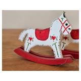 Lot of (2) Wooden Rocking Horse Christmas Ornaments