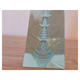 Vintage Japanese Cut Crystal Art Glass Pyramid Obelisk Sculpture