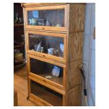 Vintage Oak Wood / Glass-Door Barrister Bookcase 4-door 31" wide x 13" deep x 57" tall