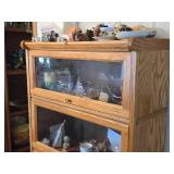 Vintage Oak Wood / Glass-Door Barrister Bookcase 4-door 31" wide x 13" deep x 57" tall