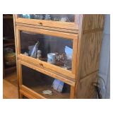 Vintage Oak Wood / Glass-Door Barrister Bookcase 4-door 31" wide x 13" deep x 57" tall