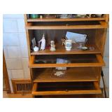 Vintage Oak Wood / Glass-Door Barrister Bookcase 4-door 31" wide x 13" deep x 57" tall