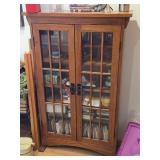Wood / Glass-Door Bookcase 2-door/6-Wood Shelf 26" wide x 8" deep x 45" tall
