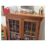 Wood / Glass-Door Bookcase 2-door/6-Wood Shelf 26" wide x 8" deep x 45" tall