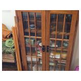 Wood / Glass-Door Bookcase 2-door/6-Wood Shelf 26" wide x 8" deep x 45" tall