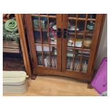 Wood / Glass-Door Bookcase 2-door/6-Wood Shelf 26" wide x 8" deep x 45" tall