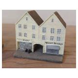 Lot of (4) Collectible Ceramic Miniature Replica Buildings of Bryggen Wharf in Bergen Norway | Handcrafted in Norway by Candy Design - Historic Julehusel Building (x2) + Yellow House + Lilliken